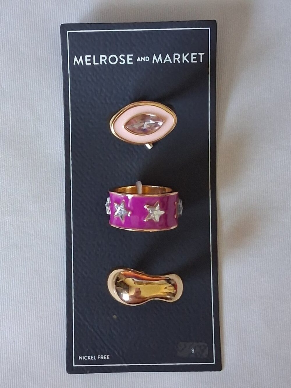 Melrose and Market Nordstrom Stars 3 Ring Set sz 8 NWT